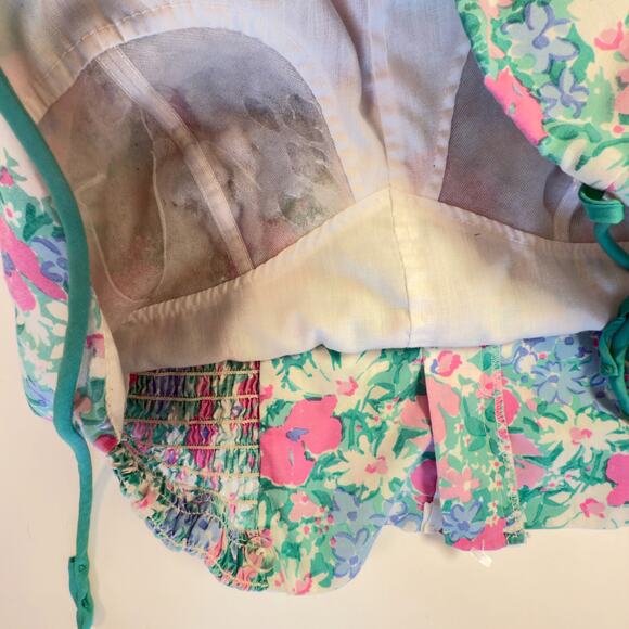 1960s/70s Floral Cotton Playsuit •  Sea Waves • Vintage Size 16 • Made in USA - Picture 5 of 6